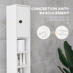 Colonne de rangement armoire haute pour salle de bain 1 tiroir 4 étagères réglables et 2 placards 20 x 20 x 180 cm blanc-4