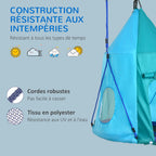 Balançoire nid d'oiseau avec tente amovible Ø 100 cm charge max. 150 Kg corde réglable en hauteur 120 à 180 cm bleu-7