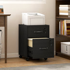 Caisson bureau mobile à 2 tiroirs, meuble rangement bureau sur roulettes pour documents suspendus format lettre, noir-1