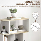 Bibliothèque style scandinave meuble de rangement 5 étagères anti-basculement Charge 25 kg aspect bois & Blanc-5
