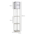 Lampadaire étagère 26L x 26l x 160H cm 3 étagères 4 Niveaux MDF Blanc-2