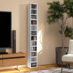 Rangements pour CD et DVD avec 12 compartiments, capacité max. 204 CD, 21 x 20 x 175 cm, blanc-8
