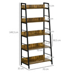 Étagère bibliothèque Style Industriel incliné 5 Niveaux 70L x 35l x 150H cm-2