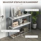 Table console en acier 2 étagères design moderne pour salon entrée couloir 100 x 30 x 87 cm blanc-3
