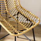 Lot de 4 tabourets de bar, chaises de bar, dossier en cannage et repose-pieds, cadre en acier, 42,5x52x102cm, jaune-7