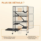 Cage pour rongeurs multifonction 4 plateformes 3 rampes 4 portes dim. 80L x 52l x 159H cm acier gris argenté noir-6