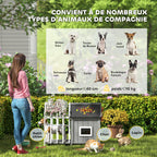 Niche pour chien extérieur en bois maison chien extérieur avec terrasse, porte à lamelles, 106 x 62,5 x 80,5 cm, gris-6