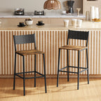 Lot de 2 tabourets de bar, chaises de bar, assise 72,5H cm, dossier et repose-pieds, pieds en métal, brun rustique-1