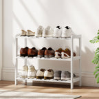Étagère à chaussures, porte-chaussures 3 niveaux, étagères à lattes, en bois de pin， 70 x 26 x 57,5 cm, blanc-9