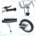 Trottinette patinette Vélo Enfant à partir de 5 Ans Tout Terrain Grands pneus gonflables Guidon réglable poignées Freins et béquille pour Adultes et Enfants Acier Noir-4