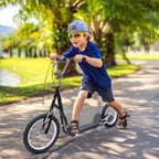 Trottinette patinette Vélo Enfant à partir de 5 Ans Tout Terrain Grands pneus gonflables Guidon réglable poignées Freins et béquille pour Adultes et Enfants Acier Noir-1