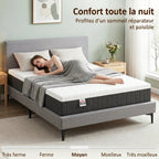 Matelas 140 x 190 cm, 25 cm d'épaisseur, mousse à mémoire de forme, ressorts ensachés 7 zones, fermeté moyenne-6