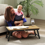 Table de lit pliable et réglable, plateau de lit pour ordinateur portable en bambou - plateau inclinable, tiroir, chêne-8