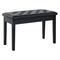 Banquette tabouret siège pour piano avec coffre de rangement pied bois caoutchouc assise capitonnée noir-0