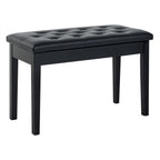 Banquette tabouret siège pour piano avec coffre de rangement pied bois caoutchouc assise capitonnée noir-0