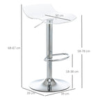 Lot 2 tabourets bar design contemporain assise acrylique piètement métal - pivotant repose-pieds - transparent-2