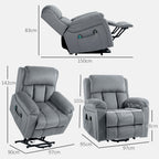 Fauteuil releveur électrique avec fonction massage et chaleur inclinaison réglable revêtement synthétique tissu gris-2
