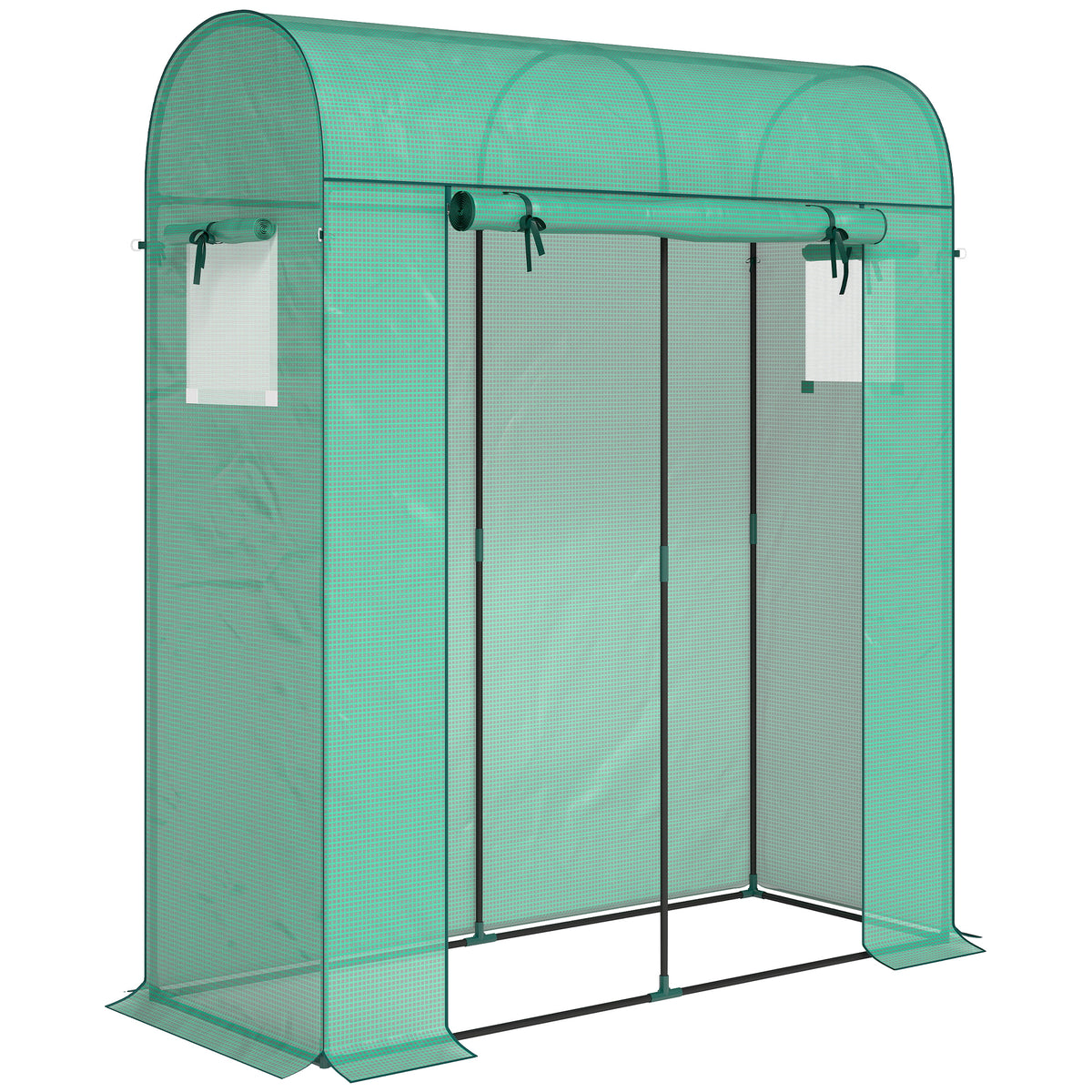 Serre de Jardin, Petite Serre de Balcon en Bâche PE et Châssis Acier, Porte Roulante et Fenêtres 170 x 68 x 200 cm, Vert-0