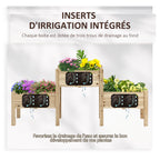 Jardinière sur Pieds carré Potager 2 étages dim. 184L x 45l x 80H cm Inserts d'irrigation Bois Sapin pré-huilé-4