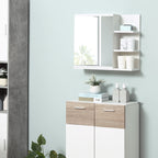 Armoire Miroir de Salle de Bain avec étagère 3 étagères latérales kit Installation Murale fourni en Bois Aspect Blanc-9