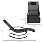 Chaise longue à bascule rocking chair ergonomique avec tétière accoudoirs métal galvanisé textilène 62l x 150P-2