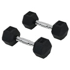 Ensemble d'haltères courtes total 2 x 5 Kg, haltères musculation fitness pour homme et femme, entraînement musculaire & haltérophilie - métal caoutchouc noir-0