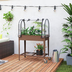 Jardinière surélevée avec bâche transparente, 2 roulettes et 1 étagère inférieure, dim. 80L x 40l x 120H cm-8