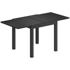 Table de jardin extensible pour 4-6 personnes avec rallonge auto-stockée aluminium avec effet bois 80-160 x 80 cm noir-0