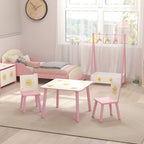 Table enfant avec chaise, ensemble table et 2 chaises enfant en bois, motifs d'étoile, 60 x 60 x 44 cm, rose-9