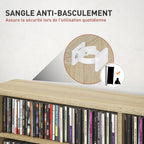 Rangements pour CD et DVD avec 16 compartiments et 12 étagères réglables capacité max. 720 CD/396 DVD et Blu-ray naturel-5