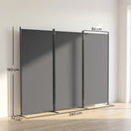 Paravent de Jardin Brise-Vue Extérieur 3 Volets Occultant Pieds en Métal Stable 260x180cm Gris Foncé-3