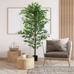 Plante artificielle ficus hauteur 1,80 m tronc branches liane lichen feuilles grand réalisme pot inclus vert-1
