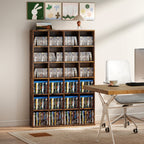 Meuble de Rangement 456 CDs / 336 DVDs, Étagère Multimédia, 24 Compartiments et 16 Étagères Ajustables, Marron-7