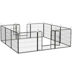 Parc enclos modulable acier époxy porte verrouillable pour chiens petits animaux intérieur et extérieur 80 x 80 cm gris-0