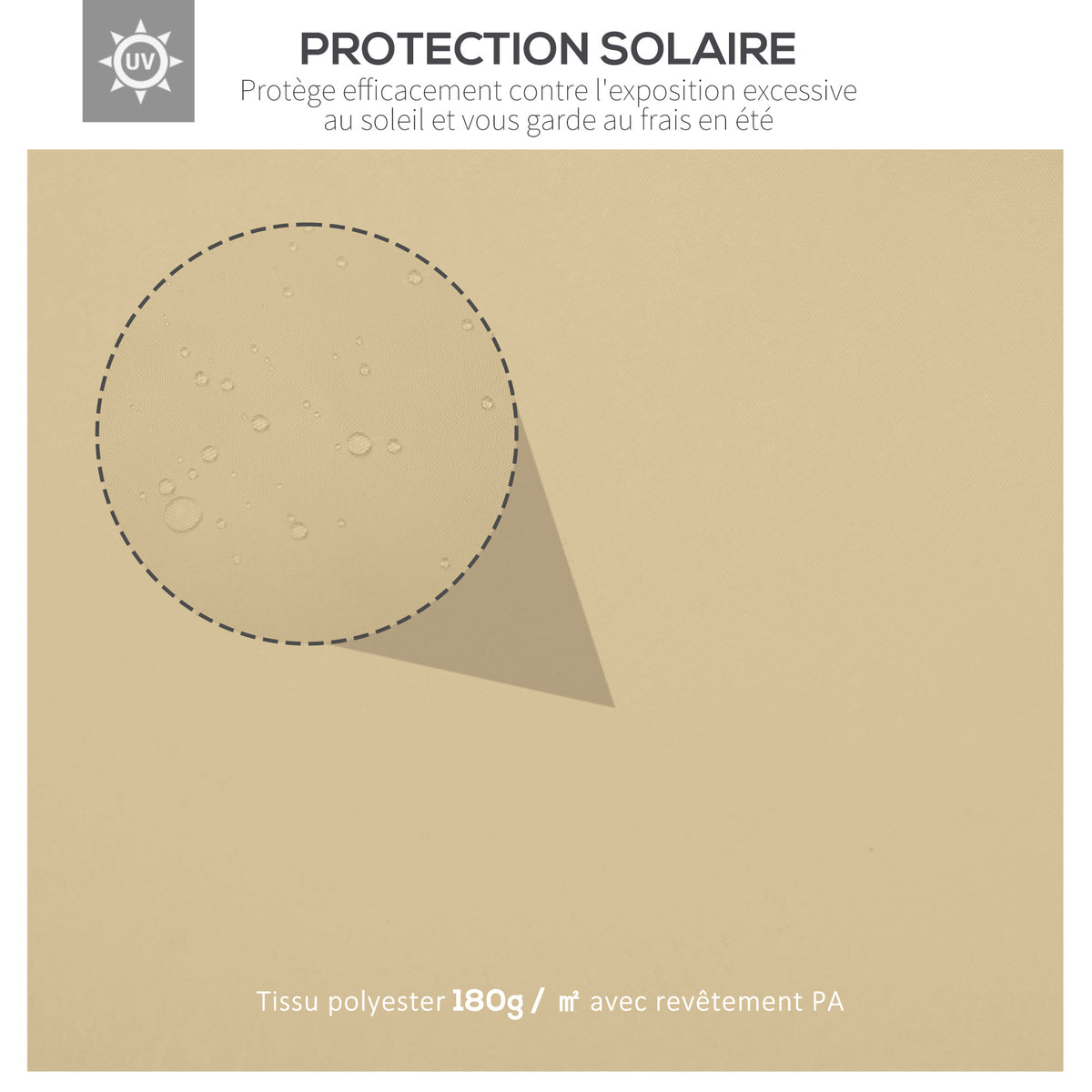 Toile de rechange pour pavillon tonnelle tente 3 x 4 m polyester haute densité 180 g/m² beige-3