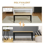 Banc en bois pour 2 personnes bicolore assise naturelle et piètement noir 102 x 36 x 45 cm-5