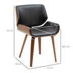 Lot de 2 chaises de salle à manger style vintage assise revêtement synthétique 53l x 54P x 81H cm noir marron-2