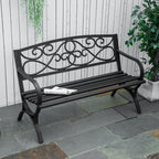 Banc de jardin 2 places banquette extérieur terrasse patio dossier incliné assise à lattes accoudoirs-1