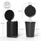 Poubelle de Cuisine 20 L en Métal, Poubelle à Pédale avec Couvercle à Fermeture Douce et Seau Amovible, Noir-2
