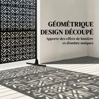 Panneau Brise Vue décoratif Extérieur Claustra Décoratif Jardin 3 Panneaux à motif géométrique métal 92x40x192cm Noir-3