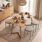Lot de 4 Tabourets Empilables Ronds avec Assise Rembourrée, sans Dossier, Gain de Place, 45 x 45 x 47,5 cm, Marron Cair-1