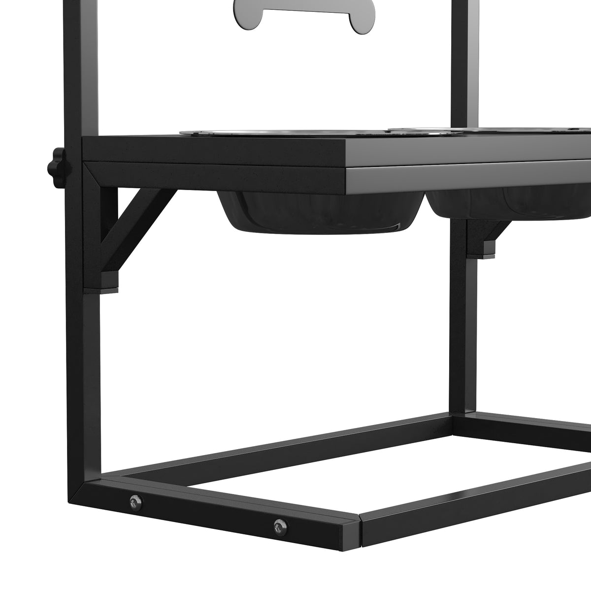 Gamelles surrélevées chien avec support réglable en hauteur de 11 à 33 cm 2 bols en acier inoxydables amovibles noir-9