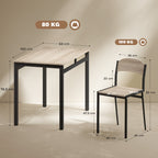 Ensemble table à manger 5 pièces avec 4 chaises lateau MDF coloris bois de chêne châssis métal noir-2
