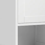 Meuble de salle de bain haut, meuble de rangement avec 2 portes, 2 compartiments ouverts, étagère réglable, blanc-9