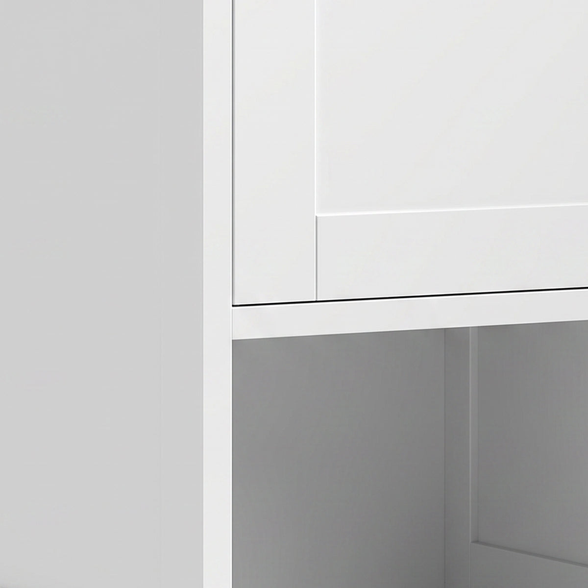 Meuble de salle de bain haut, meuble de rangement avec 2 portes, 2 compartiments ouverts, étagère réglable, blanc-9