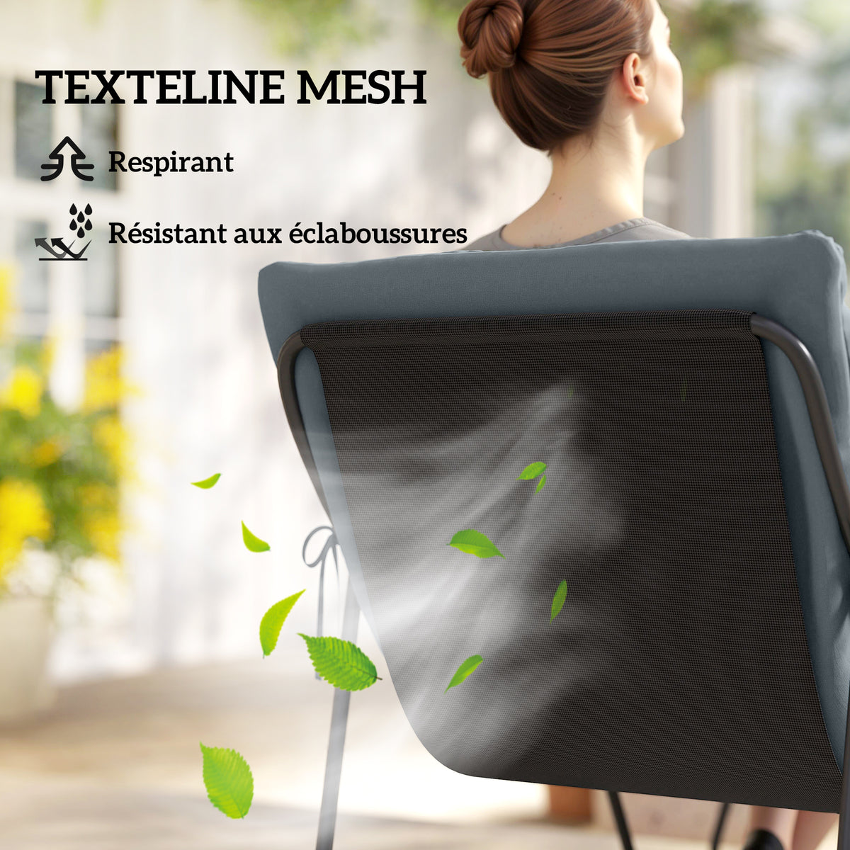 Salon de Jardin 4 Pièces avec Coussins Épais 8cm Ensemble Mobilier Extérieur en Acier et Textilène Respirant Gris-4