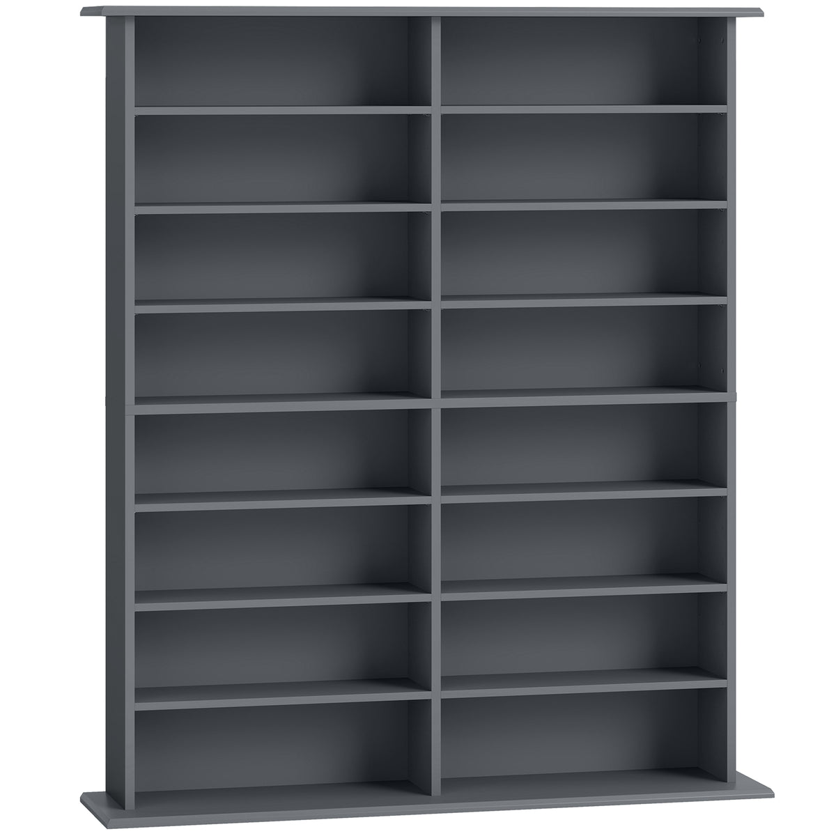 Rangements pour CD et DVD avec 16 compartiments et 12 étagères réglables capacité max. 720 CD/396 DVD et Blu-ray gris-0