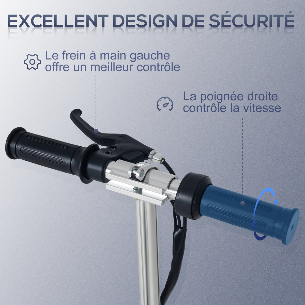 Trottinette électrique pliante pour enfant de 7+ans, 120W Vitesse max 12km/h, 75x36x82-93 cm Noir-3
