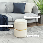 Pouf tabouret repose-pied coffre de rangement en velours côtelé 36 x 36 x 44 cm pour salon chambre beige-4