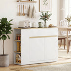 Buffet meuble de rangement avec 2 tiroirs 3 étagères ouvertes et placard 2 portes 110 x 29,5 x 82 cm blanc-1